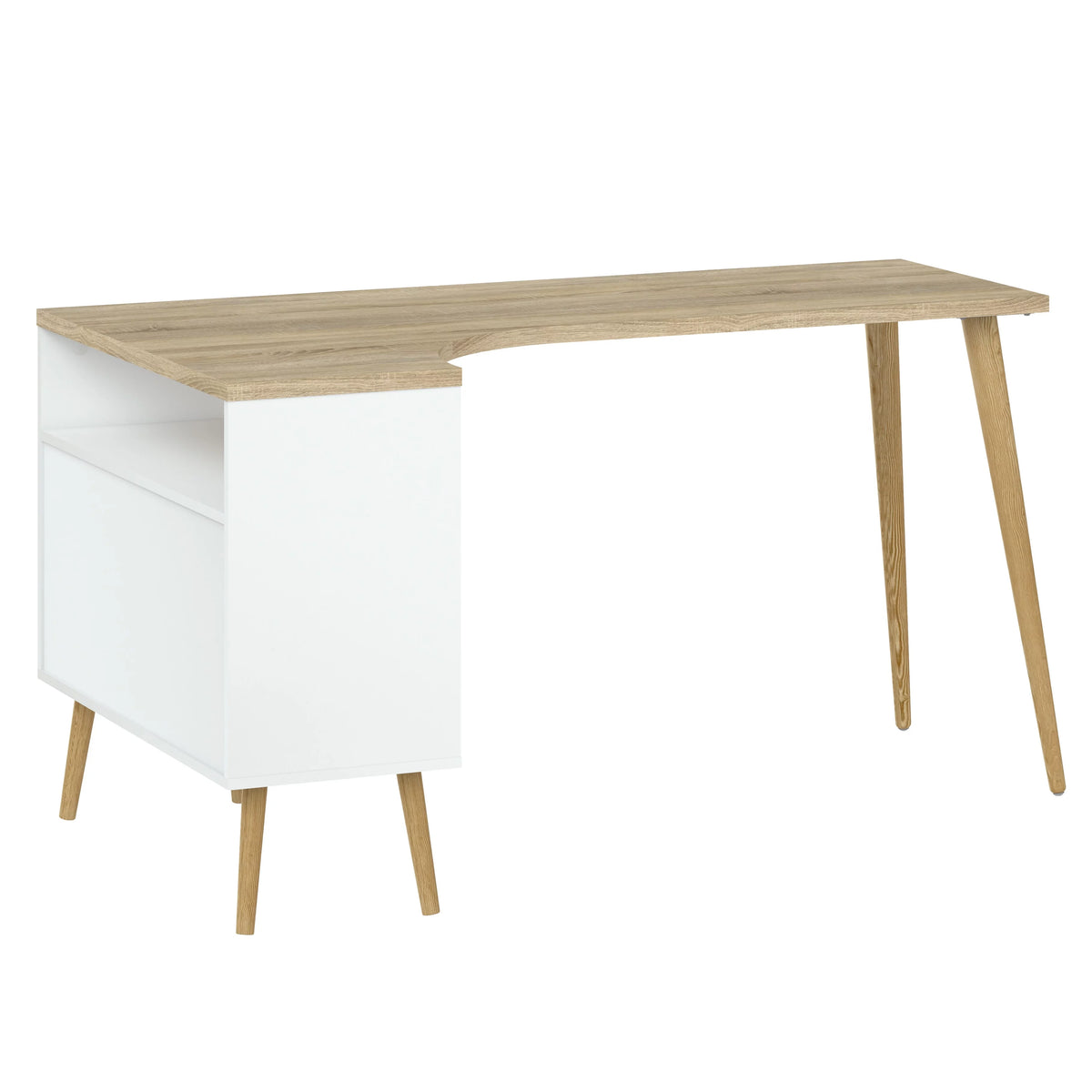 White and Oak 2 Drawer 3 Shelf Desk T42199