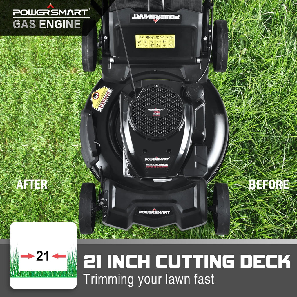 21-inch 3-in-1 Gas Powered Push Lawn Mower with 170cc Engine W72818