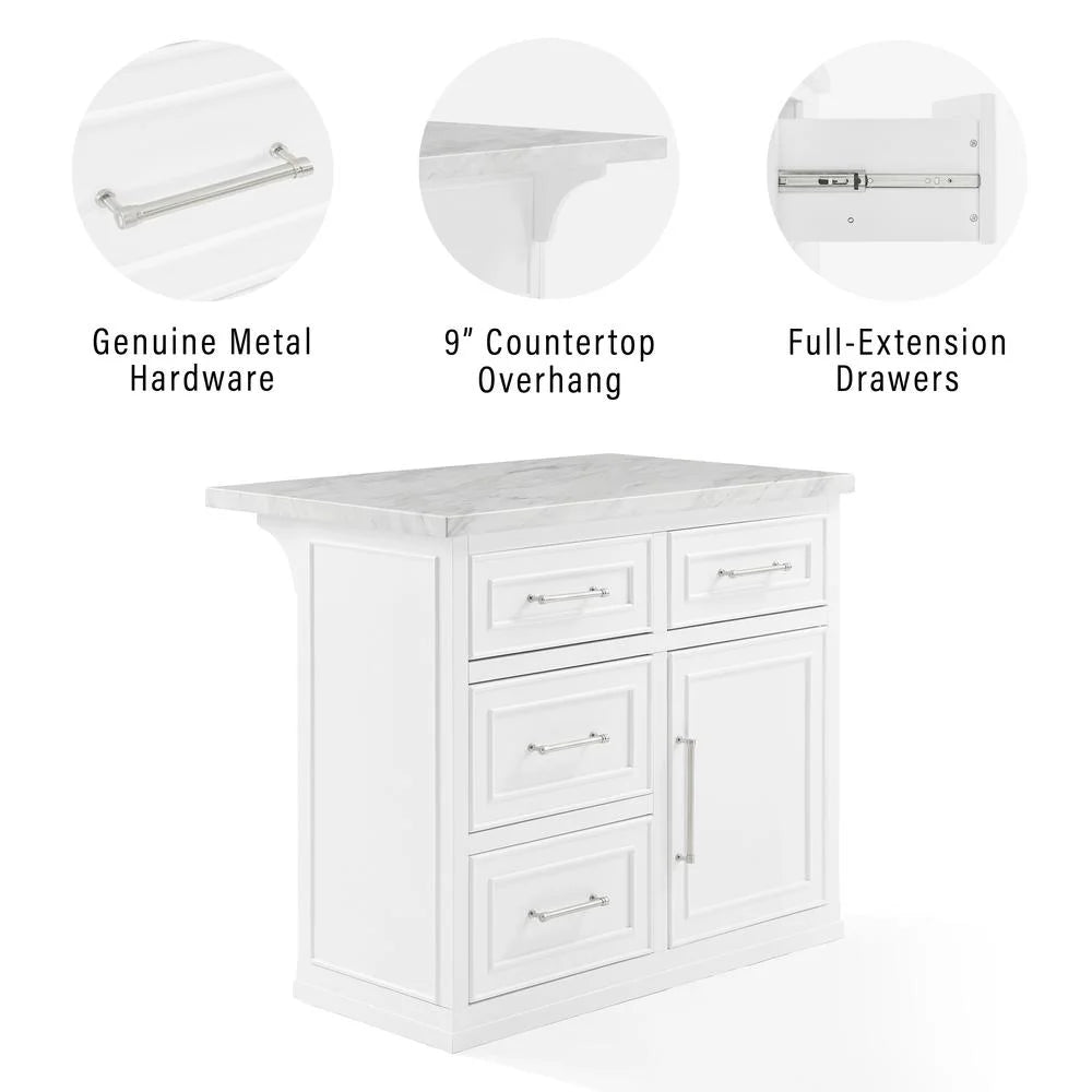 White MDF Wood Kitchen Island K8463