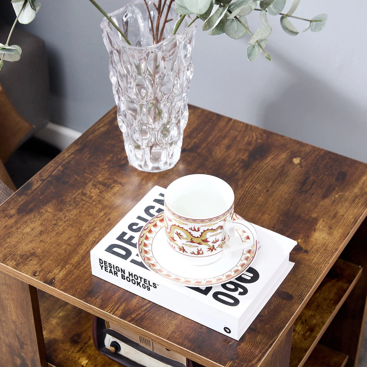 3 Tier Wood Nightstand with Open Shelf A6919