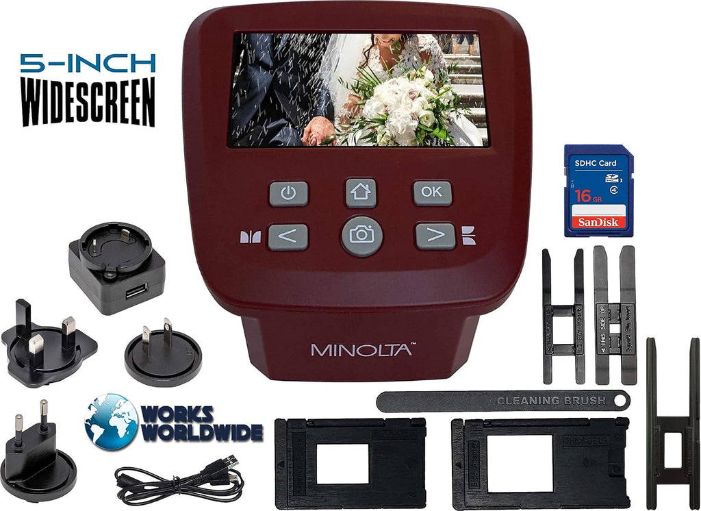 Film & Slide Scanner, 5 Screen, 22MP JPEG, 16GB SD Card L6489