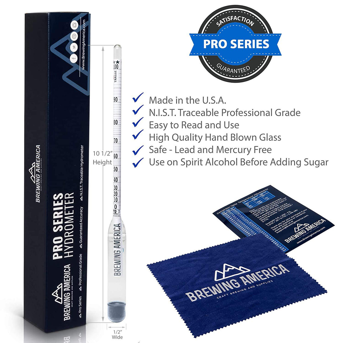 Alcohol Hydrometer Tester 0-200 Proof Pack of 2 Q584106
