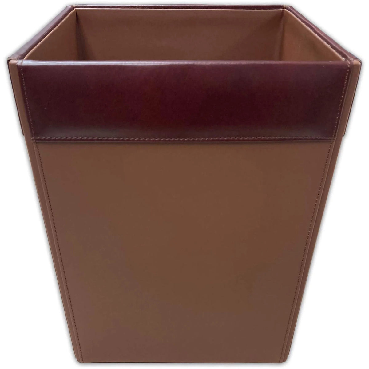Mocha Leather Square Waste Basket V767