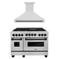 48 In. Gas Range and Range Hood in Stainless Steel with Matte Black Accents U9135