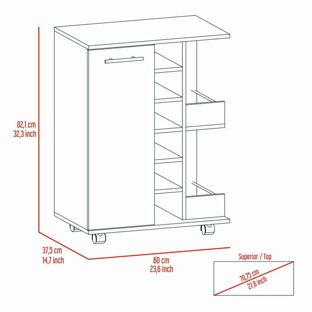 Bar Cart with Four Casters U729869