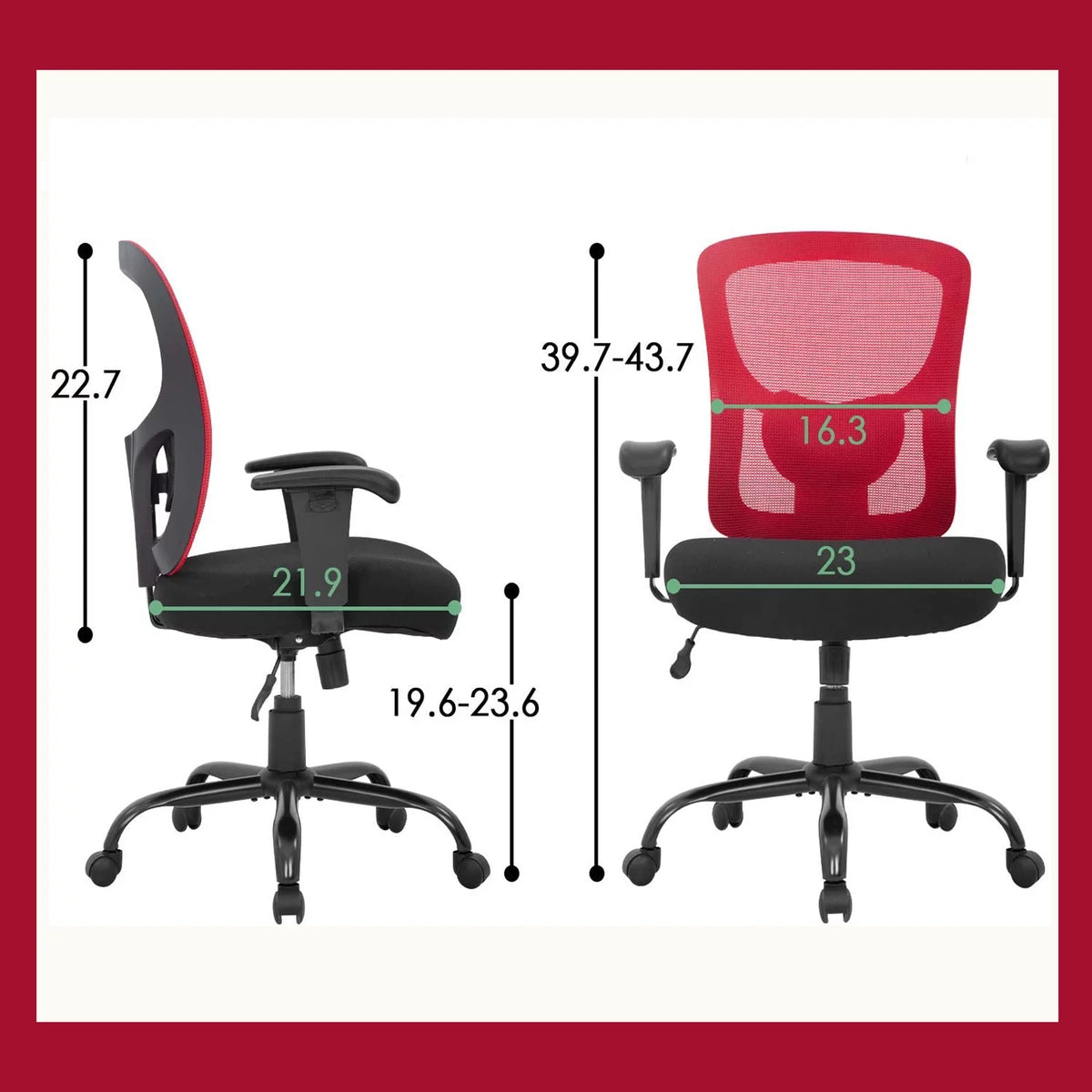 Big and Tall 400lbs Mesh Ergonomic Office Chair with Massage, Red V57146