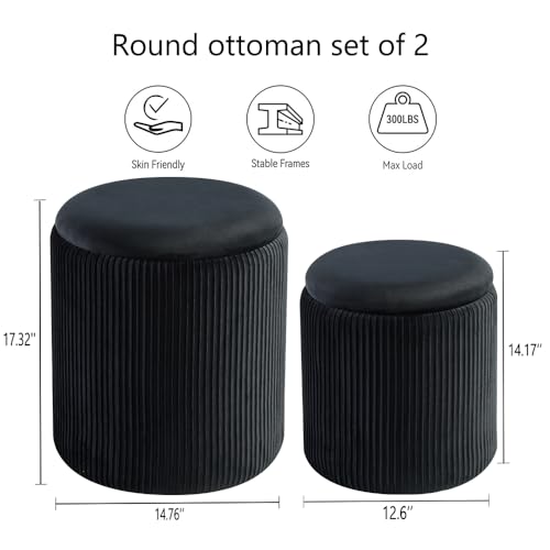 Set of 2 Upholstered Velvet Ottoman with Storage X8926
