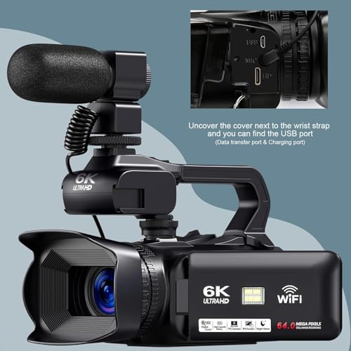 6K Camcorder Video Camera 64MP IR Night Vision 18X Digital Zoom 4.0 Inch Touch Screen with WiFi L208