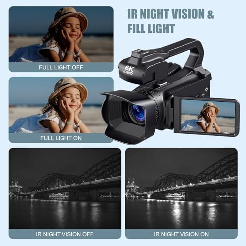 6K Camcorder Video Camera 64MP IR Night Vision 18X Digital Zoom 4.0 Inch Touch Screen with WiFi L208