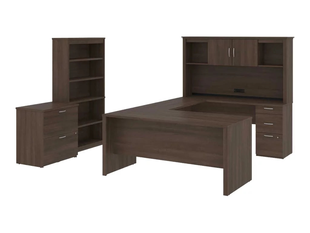 66" U-Shaped Desk and Bookcase K831