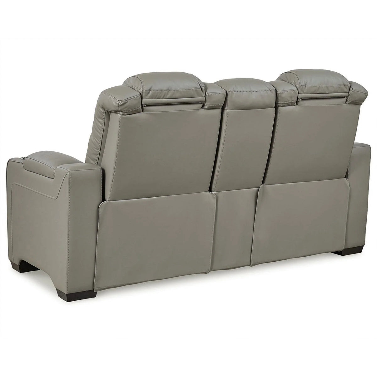 Light Gray Leather Power Reclining Loveseat P255351