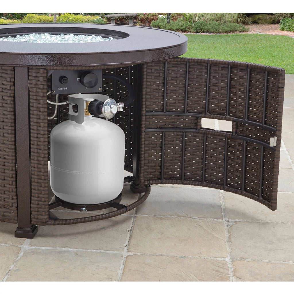 Round 50,000 BTU Propane Gas Fire Pit Table with Glass Beads R122