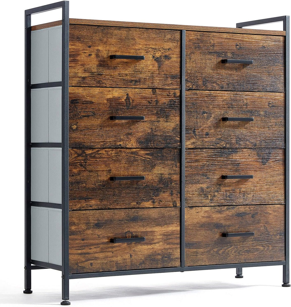 8 Drawer Wood Dresser with Metal Frame W103