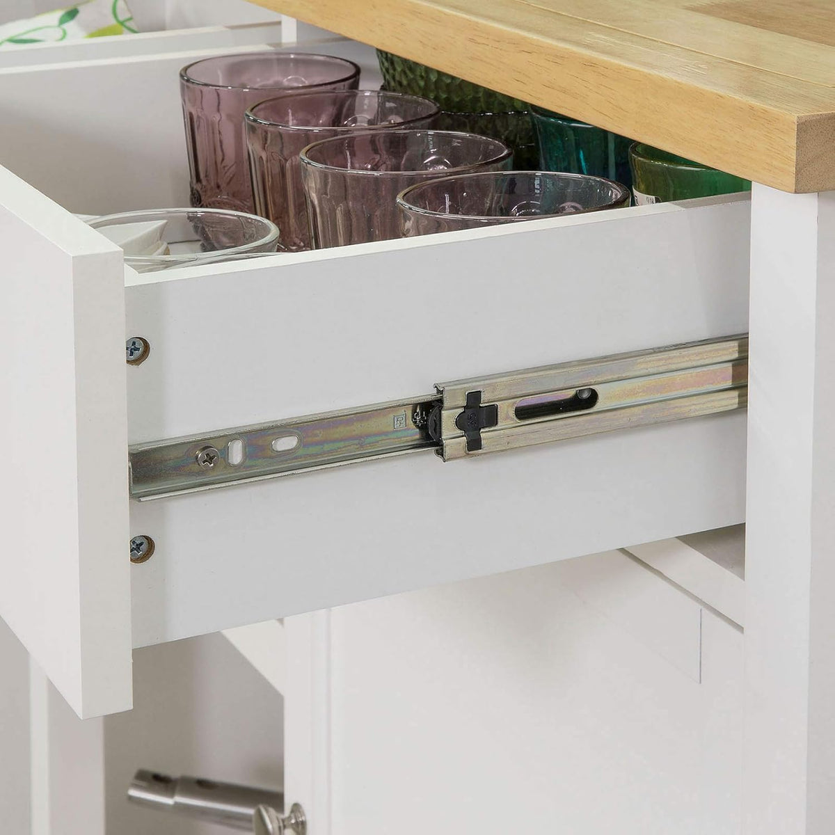 Kitchen Cart with Rubber Wood Top and Drawer G45108