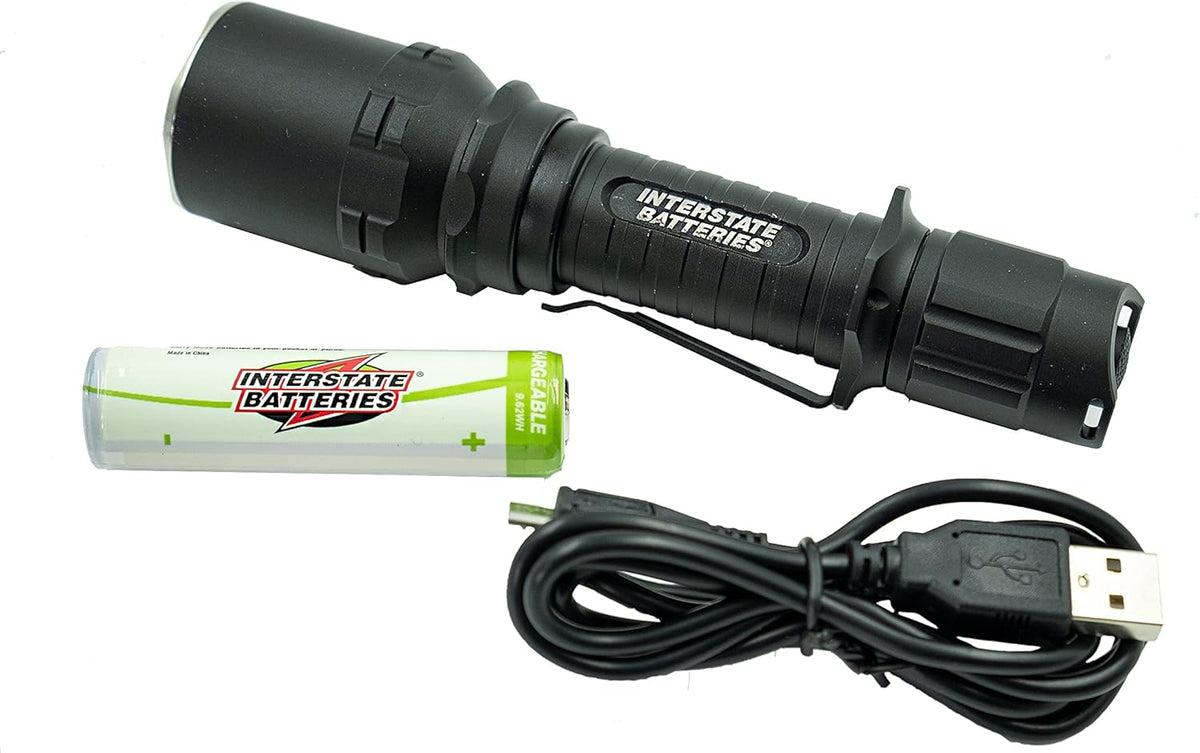 Rechargeable 1000 Lumen Tactical Clip-On Flashlight Pack of 2 T301025