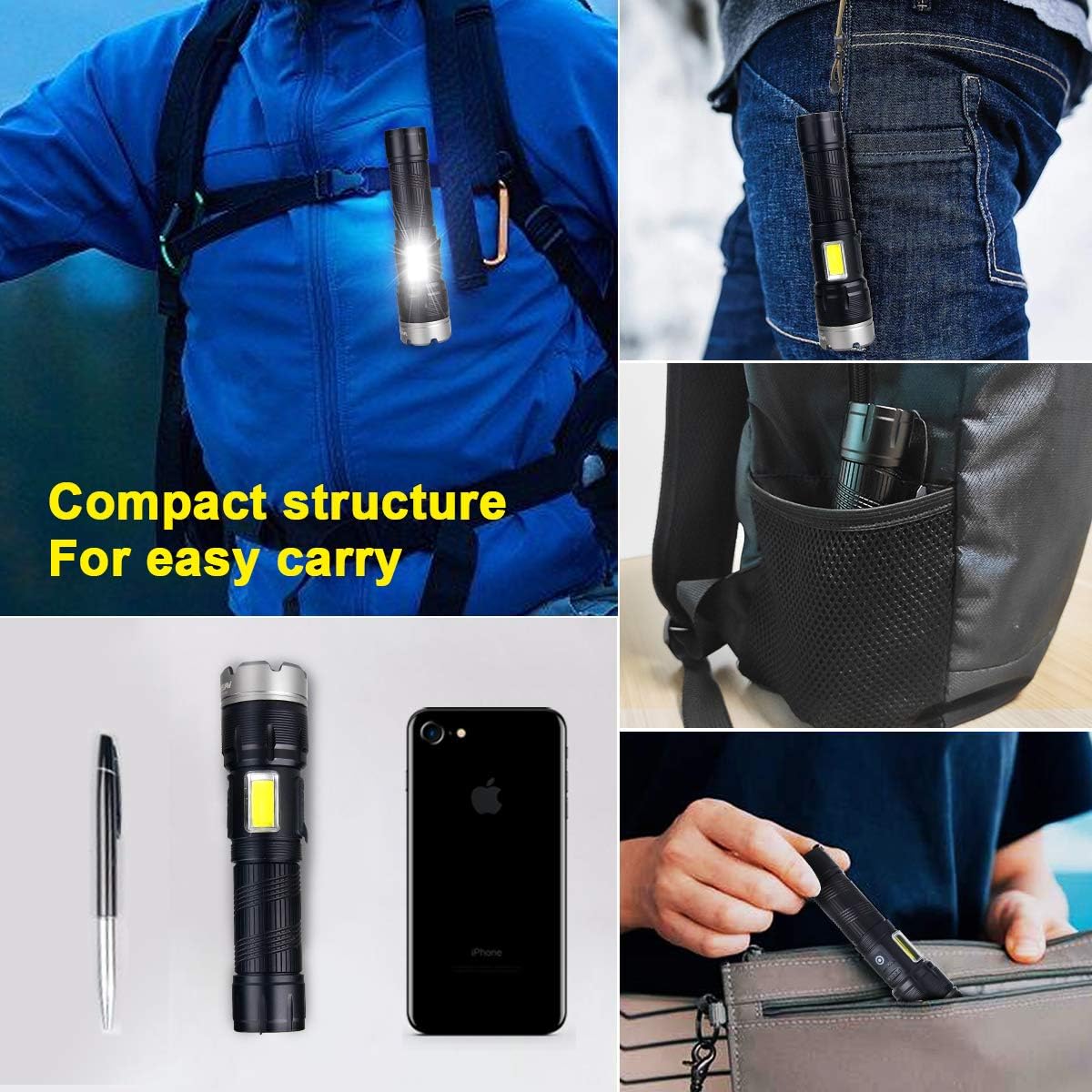 Brightest Rechargeable Zoom Flashlight Lantern Combo Q7339