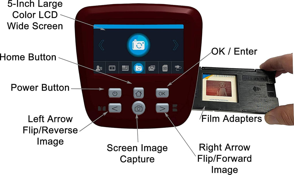 Film & Slide Scanner, 5 Screen, 22MP JPEG, 16GB SD Card L6489