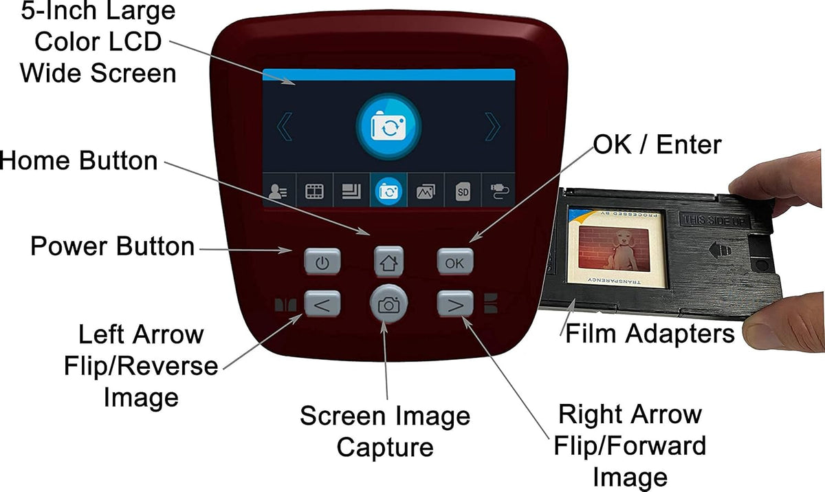 Film & Slide Scanner, 5 Screen, 22MP JPEG, 16GB SD Card L6489