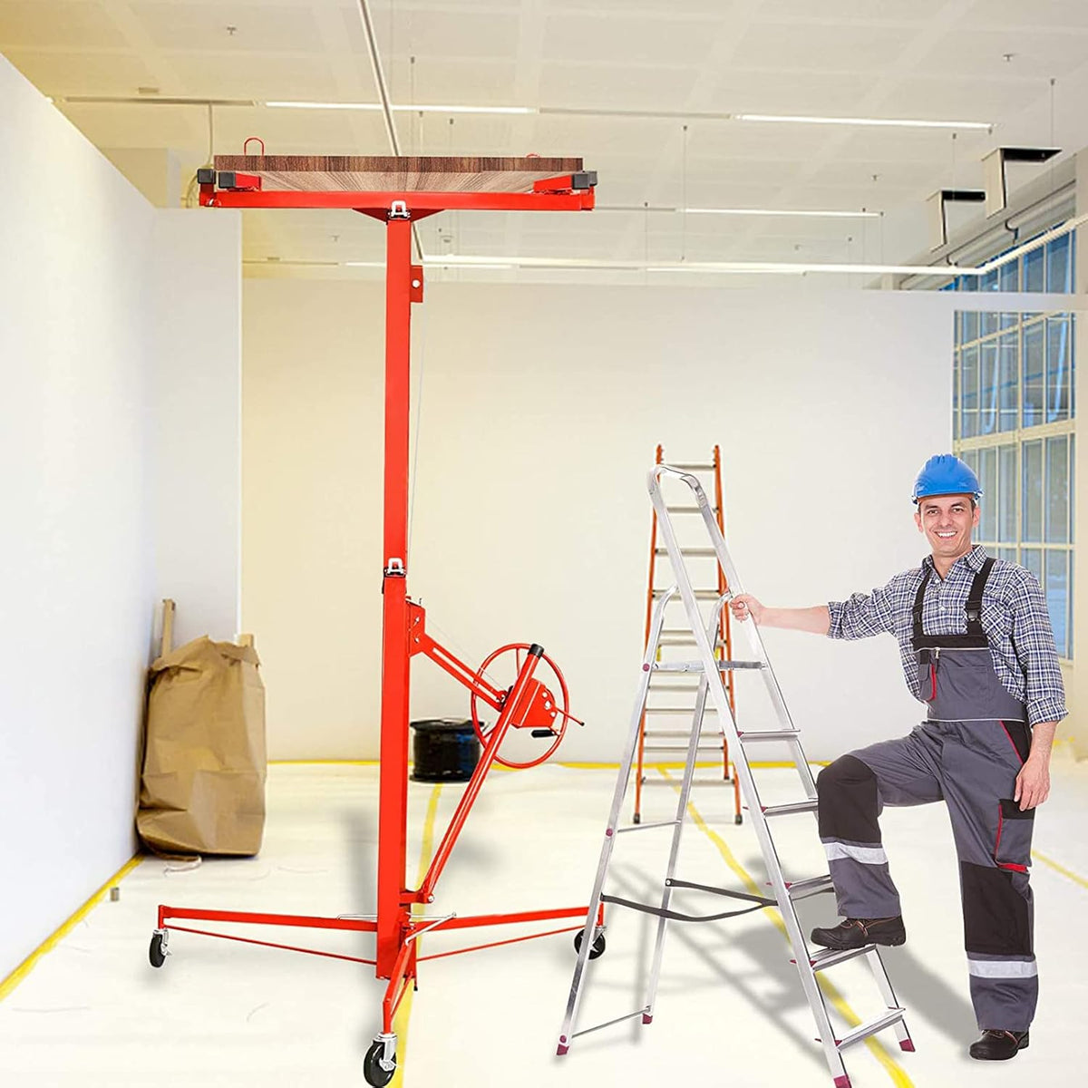 11'' Drywall Lift Panel Hoist with Adjustable Telescopic Arm U470464