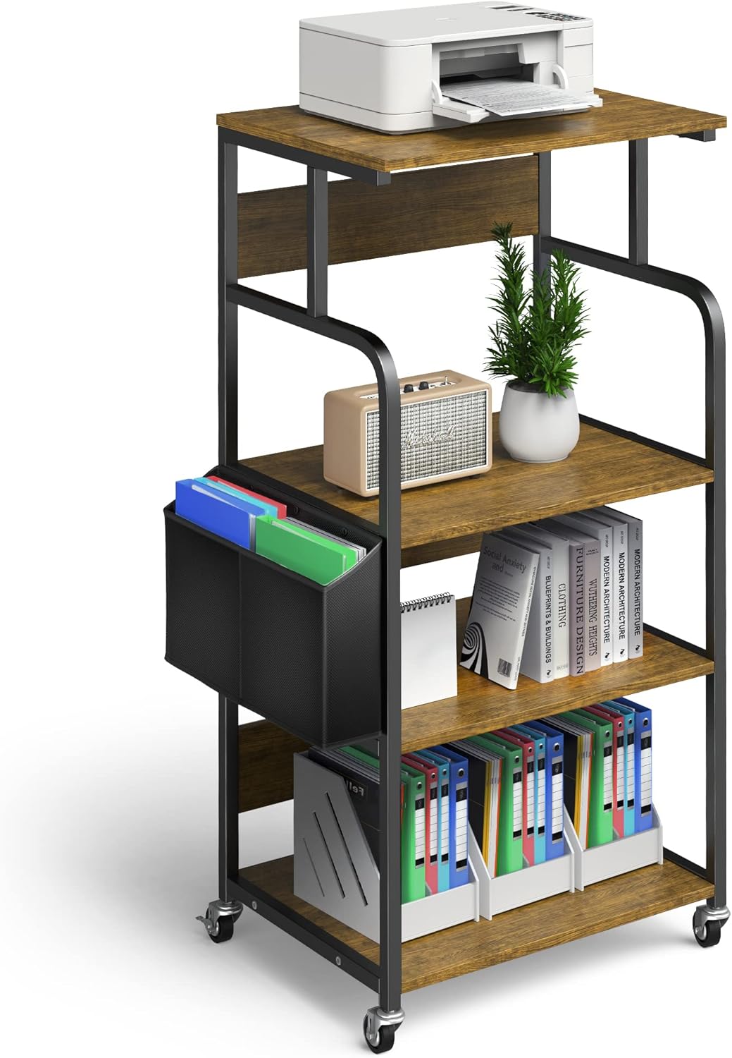 4 Tier Mobile Printer Stand with Storage Bag Y431