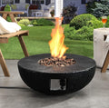 28 Round 30,000 BTU Auto-Ignition Propane Fire Pit Table with Cover and Lava Rock D596