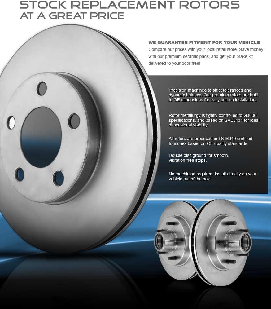 302 mm 5 Lug Brake Disc Rotors + Ceramic Brake Pads + Clips Q6135