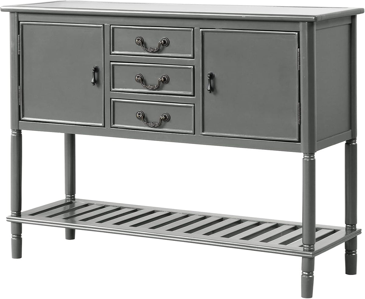 Solid Wood Console Table with 3 Drawers, 2 Cabinet and 1 Shelf O6774