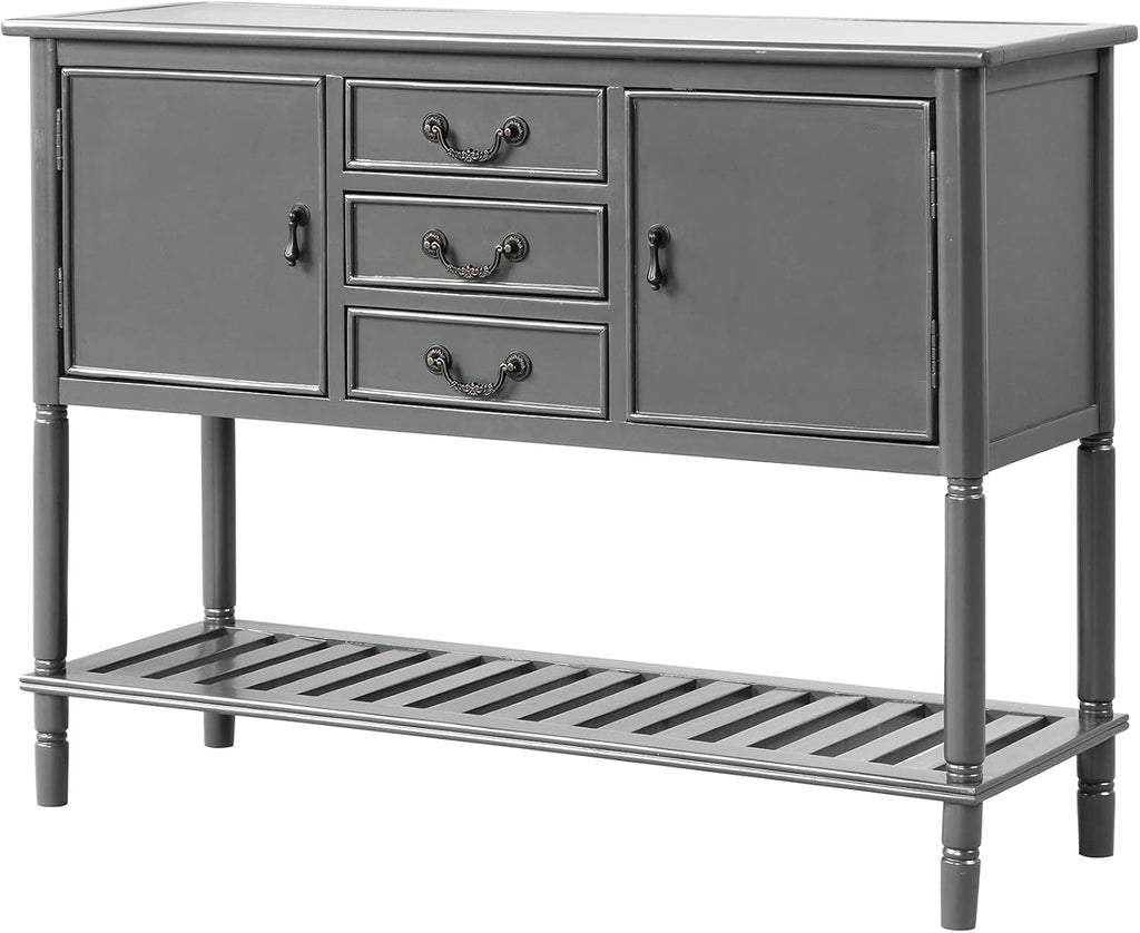Solid Wood Console Table with 3 Drawers, 2 Cabinet and 1 Shelf U3327