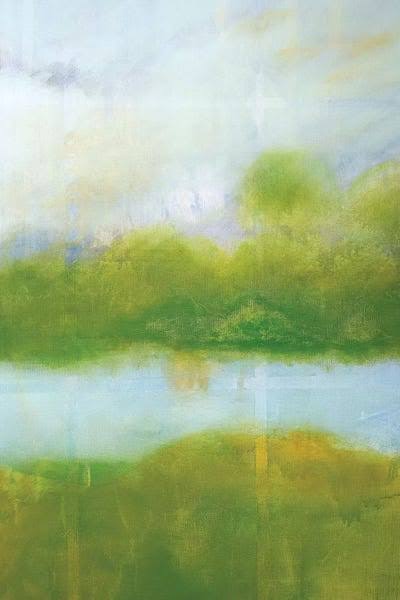 Framed Canvas Art Purple and Green Landscape Z4941