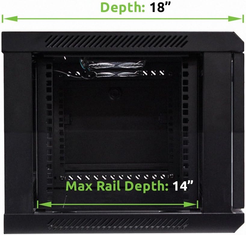 6U 19-Inch Server Network Rack with Locking Glass Door Black J81151