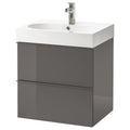 High Gloss Gray Sink Cabinet with 2 Drawers V50646