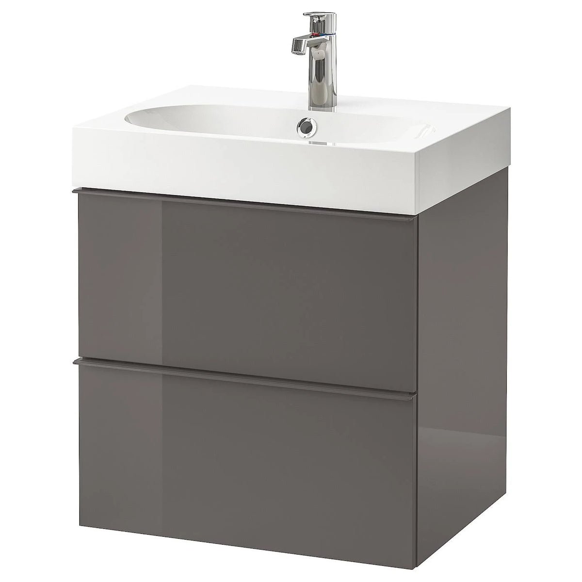 High Gloss Gray Sink Cabinet with 2 Drawers V50646
