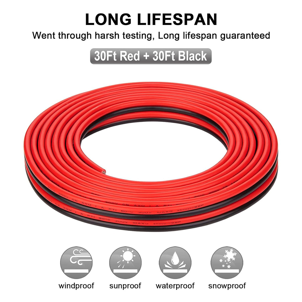 10 Gauge Tinned Copper Low Voltage Electrical Wire 100 FT S24844