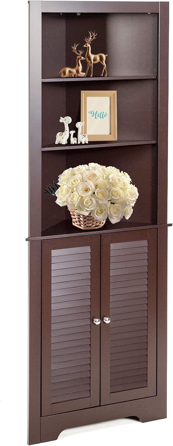 White 3 Shelf Corner Storage Cabinet X488