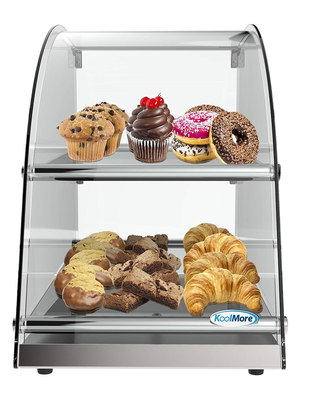 2 Tier Countertop Bakery Display Case with Curved Glass and Rear Door M17914