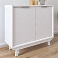 Glossy White Accent Chest Cabinet with 2 Doors F9447