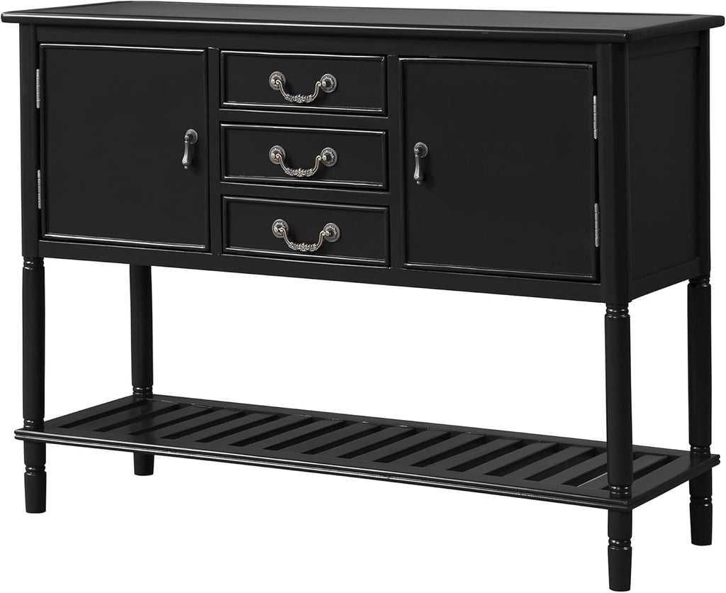 Solid Wood Console Table with 3 Drawers, 2 Cabinet and 1 Shelf O6774