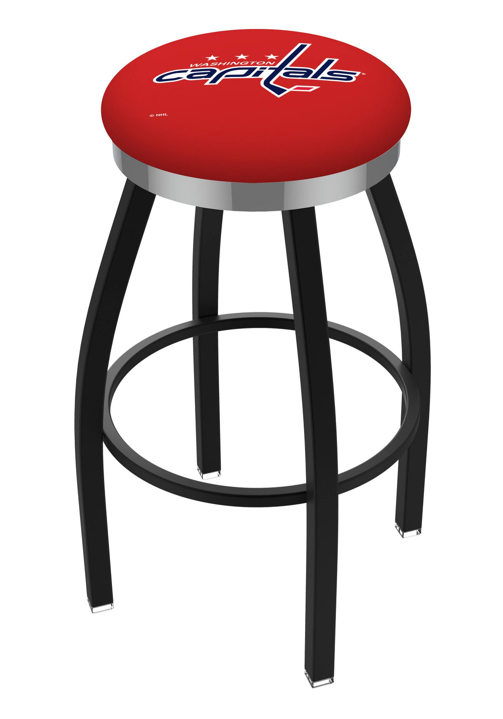 Black Swivel Bar Stool with Chrome Accent Ring L795892