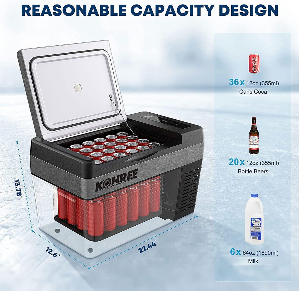 Portable 12 Volt Refrigerator 26 Quart Electric Cooler U5318