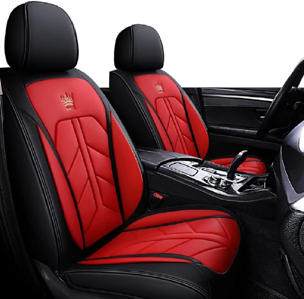 Leatherette Car Seat Covers Full Set Black-Pink A19382
