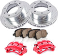 Powder Coated Red Calipers Rotors Ceramic Pads Kit R655358