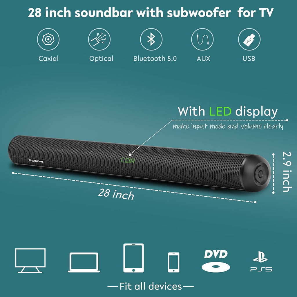 28-INCH 120W Sound Bar with Subwoofer R143