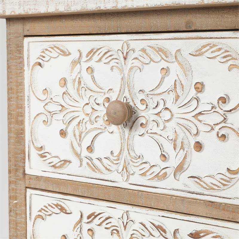 Rustic Wood Floral Accent Cabinet Q66326
