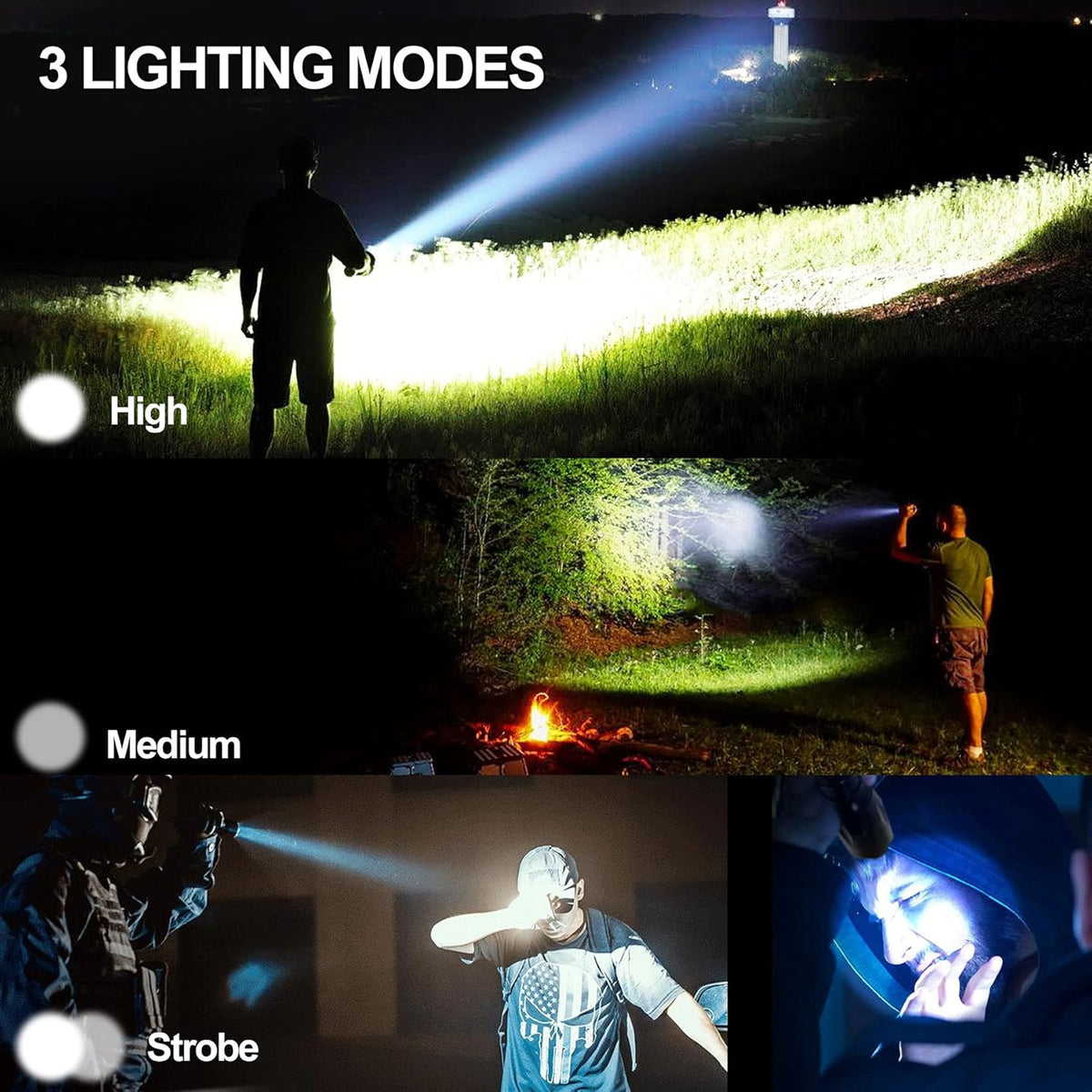 Brightest Rechargeable Zoom Flashlight Lantern Combo Q7339