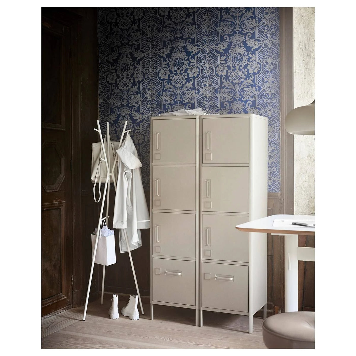 Beige High Cabinet with Drawer and Doors L96387