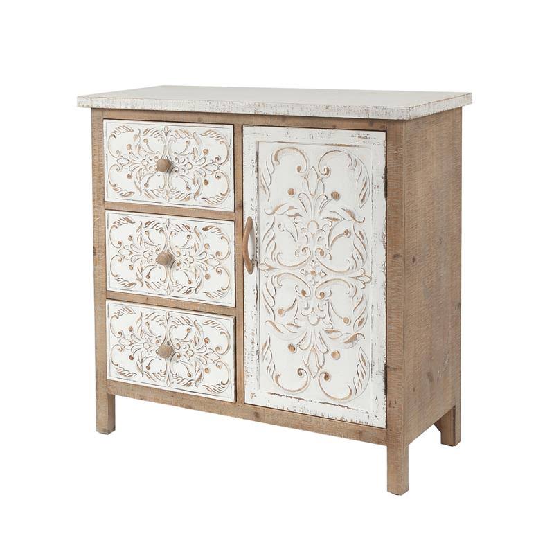 Rustic Wood Floral Accent Cabinet Q66326