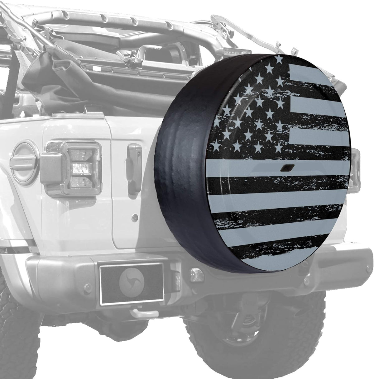 Black Textured Rigid JL Tire Cover with Back-up Camera K82700