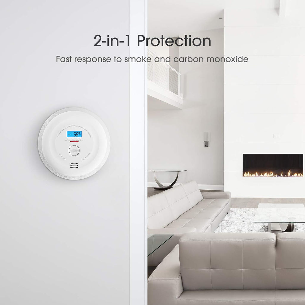 10-Year Battery Smoke and Carbon Monoxide Detector with LCD Display, Pack of 5 V80867