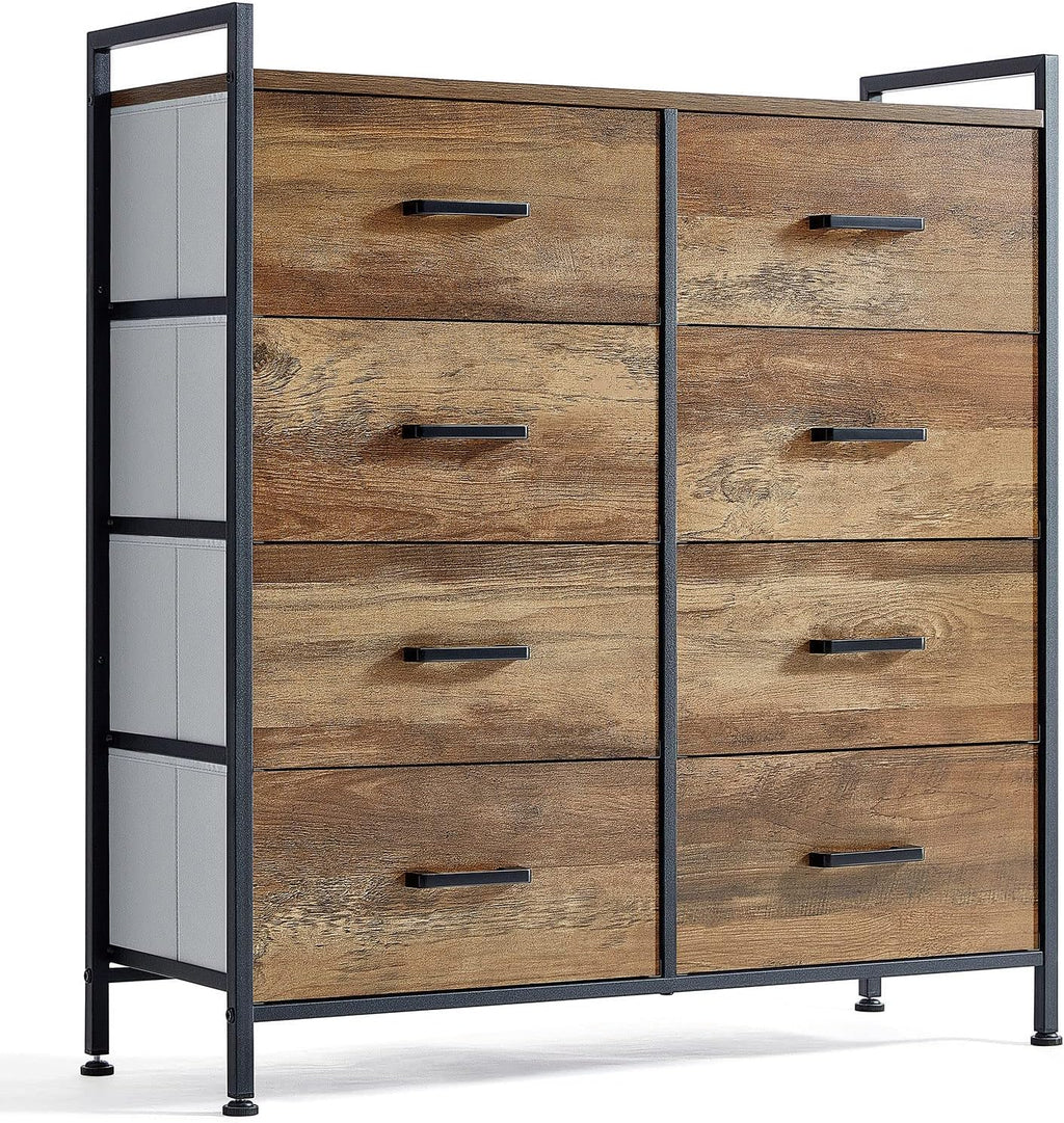 8 Drawer Wood Dresser with Metal Frame W103