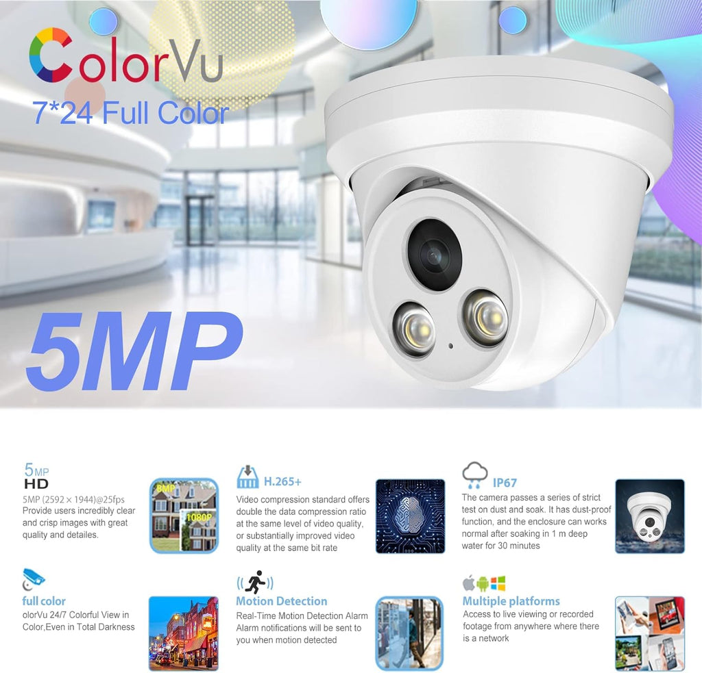 4K Full Color Night Vision 8MP POE Dome IP Camera O523